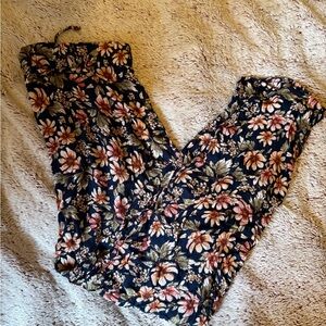 American Eagle Outfitters Navy Floral Bottoms with Pink & Cream Accents